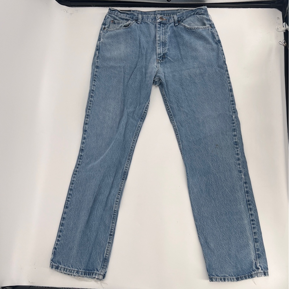 Wrangler Regular Fit Straight Leg Distressed Frayed Hem Jeans Size 38 x 34 Men’s